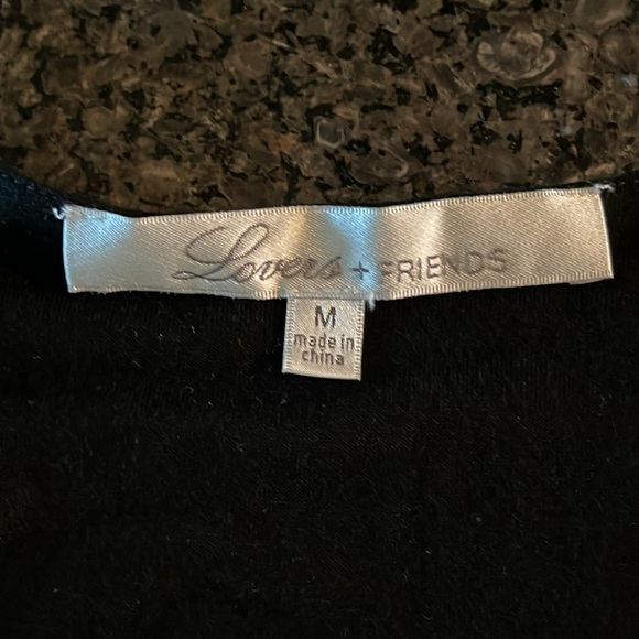 NWT Lovers And Friends Black Long Sleeve Tie Front Deep Plunge Mini Dress - Picture 7 of 9